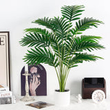 Der Rose 28'' Artificial Palm Tree Large Fake Tropical Faux Plants Indoor and Outdoor for Home Bathroom Porch Outside Patio Decor (White Pot) Der Rose
