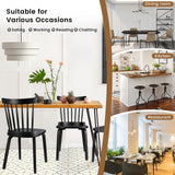 Unovivy Wood Dining Chairs Set of 4, Farmhouse Spindle Back, Widen Seat, Modern Mid-Century Country Style, for Living Room Restaurant, Black Unovivy