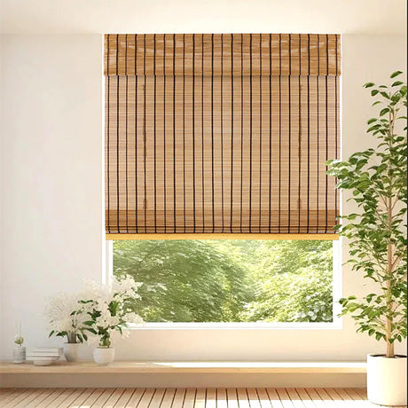 Bamboo Blinds, Shades Roman for Windows Window Home Patio & Shade 31" W X 64" H - Light Filtering Cordless Blinds for Interior Windows - Real Natural Bamboo Material - Mounting Hardware Included AmazorHome