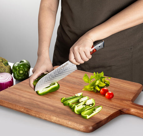 Gtencemen Large Acacia Wood Cutting Board with Handle Wooden Charcuterie Board Kitchen Chopping Block for Meat Cheese Vegetable Bread Fruit Serving Boards Wood Butcher Block Carving Board, 17" X 13" Gtencemen