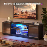 Bestier Gaming TV Stand with Music Sync Light, Flow Vibe Entertainment Center with Storage for PS5 Xbox, RGB LED Party Modes Television Stands for 50/55/60/65 inch TV (Black 3D Carbon Fiber, 57 inch) Bestier