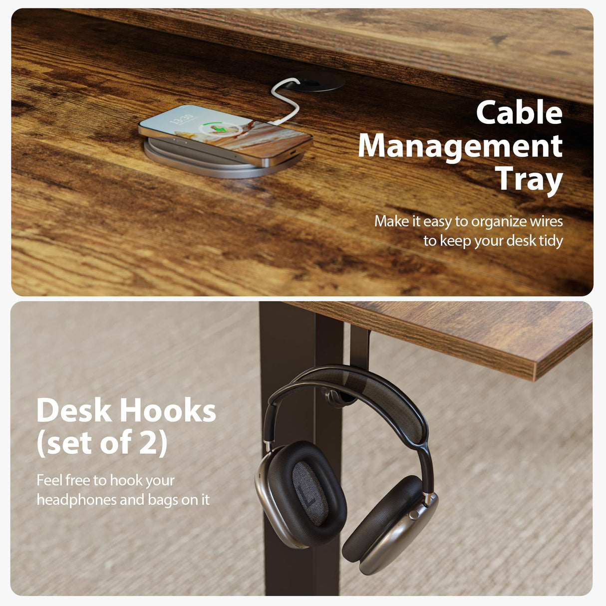 Agilestic L Shaped Electric Standing Desk with 2 Drawers, 63 Inch Ergonomic Adjustable Height Desk with Storage, Corner Desk Sit Stand up Computer Table for Work Office Home, Rustic Brown Agilestic