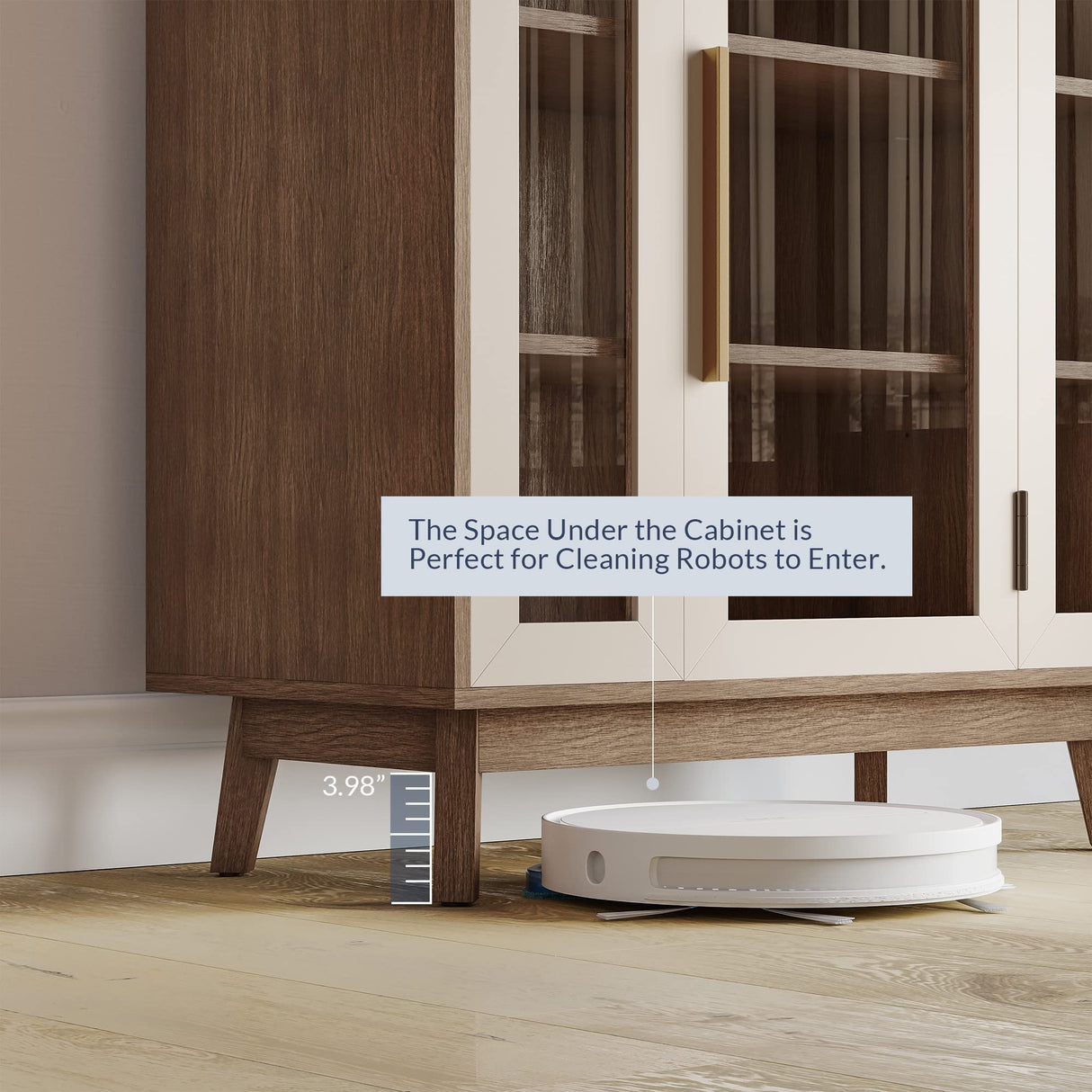 BELLEZE Sideboard Buffet Cabinet, Modern Curio Cabinet 3-Tiers Console Table for Kitchen Glass Display Cabinet Storage/Pantry Cabinet Coffee Bar for Living Room Entryway, White BELLEZE