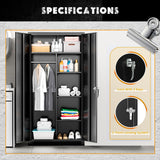 Greenvelly Metal Storage Cabinets Locker, 72" Locking Steel Storage Wardrobe Cabinet, Metal Employees Locker Clothing Coat Freestanding Wardrobe for Home Office, Garage, Gym（36" W×18" D） Greenvelly
