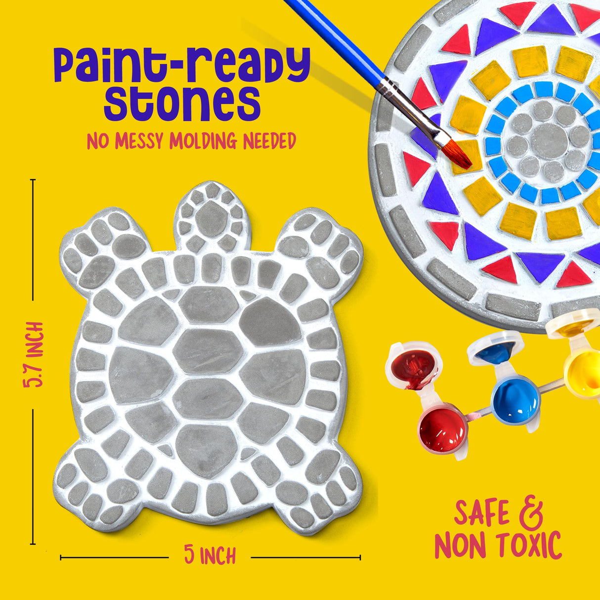 Stepping Stones Painting Kit for Kids - Outdoor Crafts - Paint 5 Garden Stone - Unicorn Craft Kits for Boys, Girls Ages 6-12 - Gifts for Boy, Girl Age 6, 7, 8, 9, 10 + Year Old - Summer Gift Dan&Darci