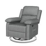 Glider Recliner for Adult Indoor Upholstered Lounge Nursery Chair Swivel Single Sofa with Side Pockets for Living Room Bedroom(Grey) Amopatio