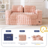 MAXYOYO Loveseat Sofa for Living Room, Small Sofa Couch Tufted Boneless Couch, Comfy Bean Bag Chair for Small Space Bedroom Apartment, No Assembly Needed, Pink MAXYOYO