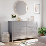 GAOMON 6 Drawers Dresser for Bedroom, 53.9" W Farmhouse Wood Dressers & Chest of Drawers for Clothes, Tall Storage Dressers Organizer with Deep Drawers for Living Room, Closet, Hallway, Grey GAOMON