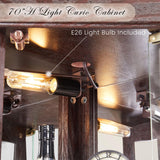 Eyisean 70" Lighted Glass Corner Curio Cabinet, Display Cabinet with Elegant Tempered Glass Door, China Cabinet with Light Bulb, Mirrored Back Panel, Rack for Living Room Storage(Dark Cherry) Eyisean