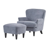 Christopher Knight Home Winnie Boucle Upholstered Wingback Accent Chair and Ottoman Footrest, Living Room Lounge Chair and Ottoman Set, Bedroom Comfy Reading Chair with Footrest Stool, Dusty Blue Christopher Knight Home