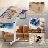 Tektalk Jigsaw Puzzle Table with LED Light, Jigsaw Puzzle Board with Angle & Height Adjustment, Wooden Plateau with Cover, Enclosed with 4 Roller Wheels, for Up to 1500 Pieces Tektalk