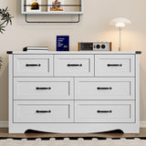 BORNOON 7-Drawer Dresser for Bedroom, Modern Wooden Chest of Drawers with Metal Handles, Anti-Tipping Design, Sturdy and Stable Storage Organizer for Living Room, Entryway, Home Office BORNOON