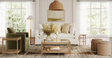 Nathan James Hayes Glass Top Coffee Table, Solid Wood Coffee Table with Glass Top and Rattan Bottom Shelf, Light Brown Nathan James
