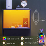 WLIVE Night Stand with Charging Station, LED Nightstand with Adjustable Fabric Drawer, 3-Tier Storage Bedside Table, Small End Side Tables for Bedroom, Black WLIVE