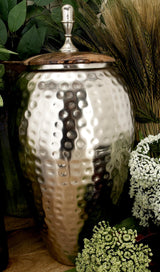 Deco 79 Metal Living Room Decorative Jars Decorative Container, Jar with Lid 7" x 7" x 16", Silver Deco 79