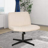 FDW Criss Cross Chair Armless Cross Legged Office Desk Chair Adjustable Swivel Ergonomic Desk Chair No Wheels U Shaped Backrest with Wide Seat Native Sponge Computer Task Vanity Chair for Home Office FDW