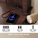 Maupvit Farmhouse Vanity Desk with Mirror and Lights, Makeup Vanity Table with Charging Station, 45" Bedroom Table with 4 Drawers and Cabinets, 3 Lighting Modes, Brown Maupvit