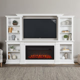 Real Flame Monte Vista 108" Landscape Electric Fireplace TV Stand for TVs up to 60 inches, Entertainment Center with Adjustable Shelves and Storage, TV Stand for Living Room and Bedroom, White Real Flame