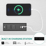 DWVO Dog Kennel Furniture with Dual USB Charger, Dog Crate End Table with Tray, Wooden Dog Crate Furniture with Cushion for Small Dogs, White DWVO