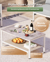 Oasbira Aluminum Outdoor Patio Furniture Set, HDPE Rope 4 Piece Modern Sectional Conversation Sets with Dual-Layer Coffee Table, All Weather Patio Couch Set with Thick Cushions, White Frame, White Oasbira