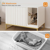 Halitaa Litter Box Enclosure, Modern Cat Litter Box Furniture Hidden Litter Box with Scratch Pad, Cat Washroom House End Table, Entryway Bench for Livingroom (White) Halitaa