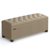 SONGMICS Storage Ottoman Bench, Foot Rest with Legs, 15.7 x 43.3 x 15.7 Inches, End of Bed Bench, Storage Chest, Load up to 660 lb, for Living Room, Bedroom, Entryway, Camel Brown ULSF088R01 SONGMICS