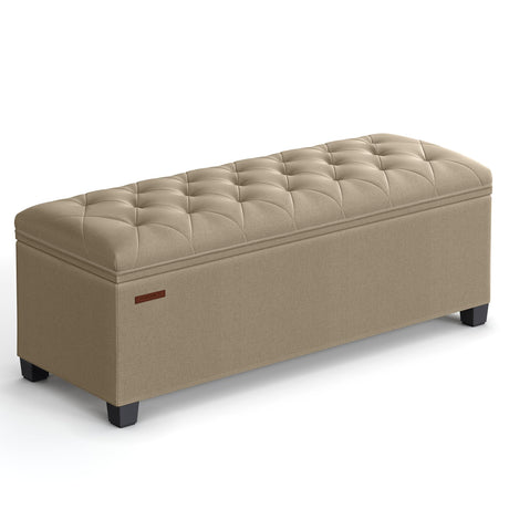 SONGMICS Storage Ottoman Bench, Foot Rest with Legs, 15.7 x 43.3 x 15.7 Inches, End of Bed Bench, Storage Chest, Load up to 660 lb, for Living Room, Bedroom, Entryway, Camel Brown ULSF088R01 SONGMICS