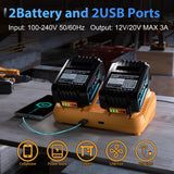 LILEIPOWER 2Pack 20V 6.0Ah Battery Replacement for Dewalt 20V Max Battery and DCB102 Charger Combo Compatible with Flexvolt 20V/60V Battery DCB206 DCD/DCF/DCG/DCS Cordless Power Tools LILEIPOWER