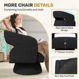 Nebuaegis Swivel Accent Chair Set of 2, Modern Comfy Teddy Barrel Chairs, Oversized Upholstered Round Arm Chair for Living Room, Bedroom, Reading Room, Black Nebuaegis