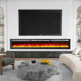 CharaVector 100 inch 750W/1500W Electric Fireplace Inserts with Remote Control in Wall Mounted, Energy Saving LED Insert Fireplace Heater Indoor Glass View with Remote Control & Touch Screen, Black CharaVector