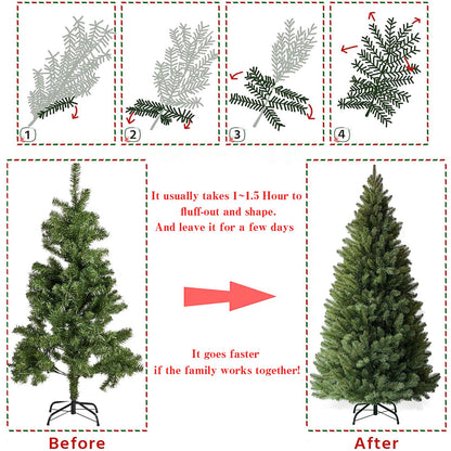 GTRACING 6.5ft Christmas Tree, Artificial Xmas Tree with 1000 Branch Tips Holiday Party Decorations 1 Minute Christmas Tree for Home Office Easy Assembly, Metal Hinges & Foldable Base