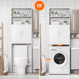 Yaheetech Over The Toilet Storage, Taller Bathroom Organizer Space-Saving Storage Cabinet with Adjustable Shelves and Double Doors, 77 in H, White Yaheetech