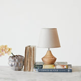 Creative Co-Op Eucalyptus Wood Table Lamp with Linen Shade, Natural Creative Co-Op