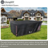 LSongSKY Outdoor Furniture Covers Waterproof,600D Heavy Duty Patio Cover for 6/7/8 PCS Sets Sectional Sofa Couch Dining Rocking Swivel Chairs Ottomans Coffee Table,111L x 74W x 28H inch Black LSongSKY