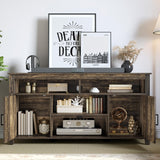 DWVO TV Stands for Living Room, Farmhouse Entertainment Center for 65 Inch TV, Rustic TV Console with Storage and Barn Door, Console Table Media Television Stands, 59 Inches, Light Rustic Oak DWVO