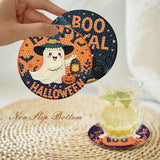 8 Pcs Diamond Paintings Coasters Kits with Holder, DIY Halloween Coaster Diamond Art Kits,Full Drill Rhinestone Painting Kits for Adults, DIY Drink Coasters Art Crafts Supplies for Home Decor House mjcakrn