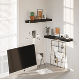 BAMEOS Floating Shelf,Wall Shelf,Decor Wall Mounted Shelves,Hanging Shelf Set L24xW6 for Bathroom Kitchen Living,Kitchen,Room Bedroom Storage,Black BAMEOS