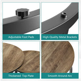 Smuxee Nesting Coffee Table Set of 2, 23.6" Round Coffee Table Wood Grain Top with Adjustable Non-Slip Feet, Industrial End Table Side Tables for Living Room Bedroom Balcony Yard Smuxee