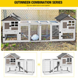 Aivituvin 51.6''L Rabbit Hutch Outdoor Chicken Coop Indoor Bunny Cage with Run,Guinea Pig House Pull Out Upper Tray 51.6" L x 25.2" W x 36.2" H (Brown) Aivituvin