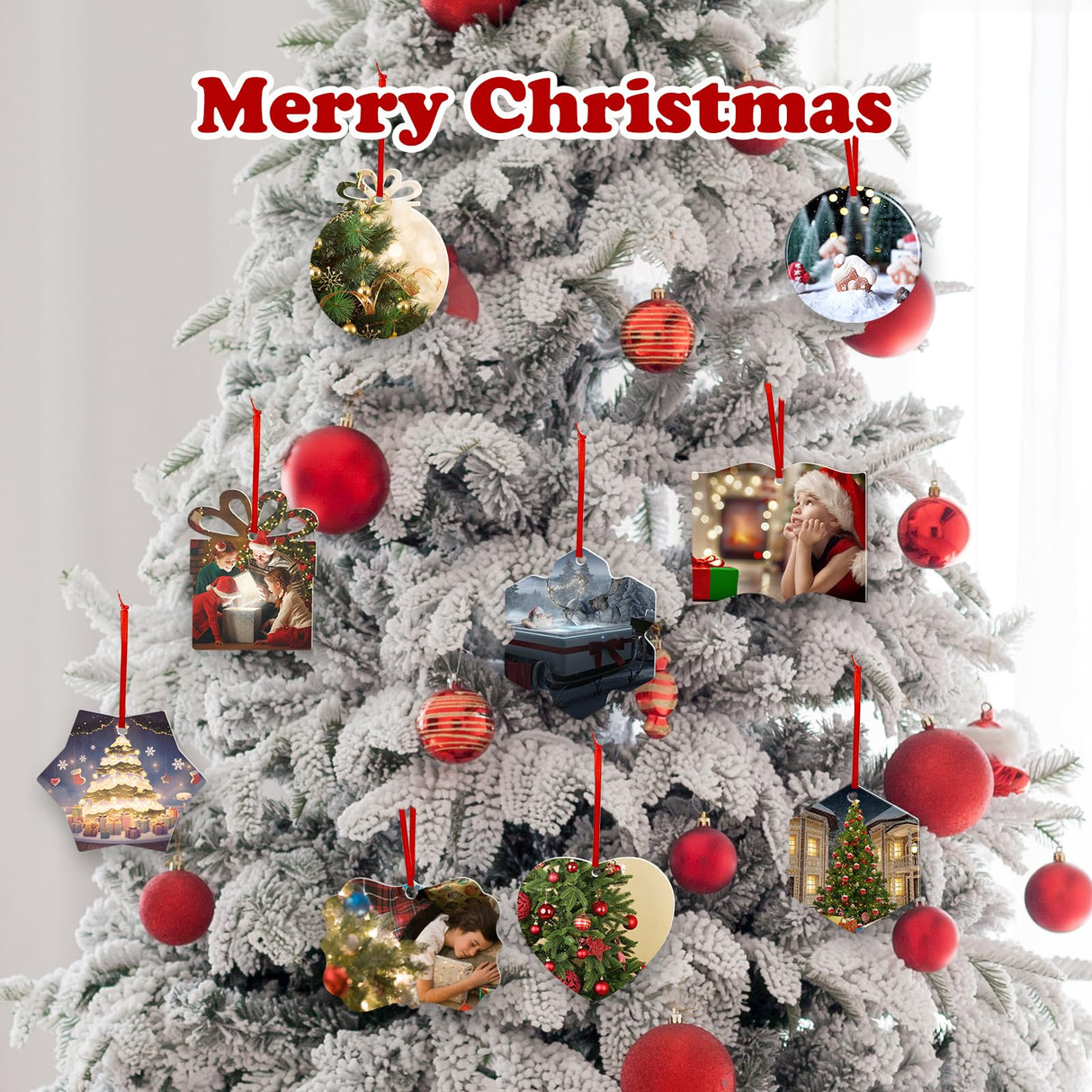 Sublimation Blank Ornaments White Aluminium Haning Ornament 10 PCS Bulk of for HTV Crafting DIY and Chritsmas Tree Decoration WANZELONYO