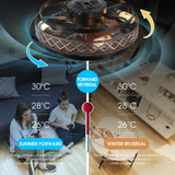 SHIHOT Low Profile Caged Ceiling Fans with Lights and Remote, Flush Mount Ceiling Fan with Light, Bedroom Fan, Small Industrial Black Ceiling Light Fixture, Reversible(Bulbs not Included) SHIHOT