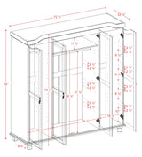 Palace Imports 100% Solid Wood Kyle 4-Door Armoire Wardrobe Closet, Black, 72.25" w x 76.5" h x 22.25" d, Renewable Eco-Friendly Wood, Made in Brazil Palace Imports