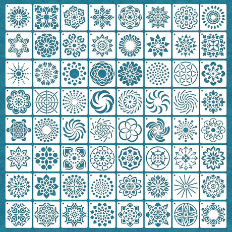 64 Pieces Stencils for Painting, Small Reusable Mandala Dot Stencil, Art Craft Template for Painting on Wood, Wall, Fabric, Rock, Chalkboard, Sign, DIY Art Scrapbook Projects(Mandala) eageus