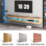 ANTISTA Floating TV Stand | 94.5'' Long Wall Mounted TV Shelf with Power Outlet, Modern Wooden Entertainment Center Media Console with Storage, High Gloss Large TV Cabinet, Up to 100 Inch TVS ANTISTA