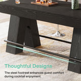 Tribesigns Bar Table, 63-Inch Bar Height Pub Table, Counter Height Table with Metal Footrest, Rectangular High Top Dining Counter Tables with Wood Base for Home Bar, Kitchen, Black Tribesigns