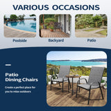 PIZZELLO Patio Chairs Set of 8 - Outdoor Stackable Dining Chairs for All Weather - Lightweight Textilene Outdoor Chair Sets with Armrests - 300Lbs Capacity - for Backyard Garden Porch Poolside (Grey) PIZZELLO