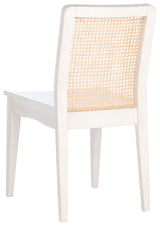 SAFAVIEH Home Collection Benicio White/Natural Rattan Dining Chair (Set of 2) DCH1005B-SET2 Safavieh