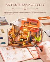 Rolife DIY Miniature House Kit 1:20 Scale Bookstore, Build Mini House Building Kit with LED Lights Craft Kits for Aduls Gifts for Him Her Rolife