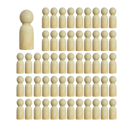 55 Pieces Wood Peg Dolls Unfinished Wooden People Craft Blank Family Figures 7/8 x 2-3/8 inch Cregugua