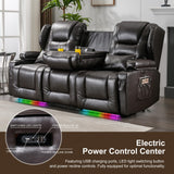 DRMBOOK RV Power Loveseat Recliner Sofa, Faux Leather 3-Seater Wall Hugger Reclining Sofa, Home Theater Seating Chair with Cup Holders, 3 Person Couch RV Furniture for Living Room, Brown DRMBOOK